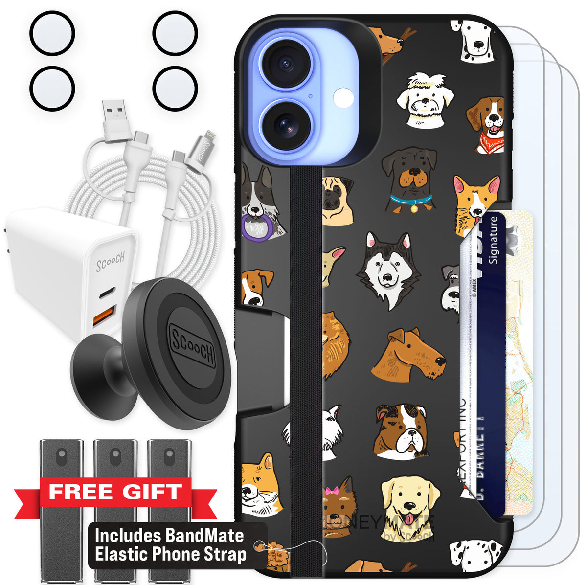 Scooch Moneymate Dog Squad for iPhone 16 Plus — Ultimate Bundle
