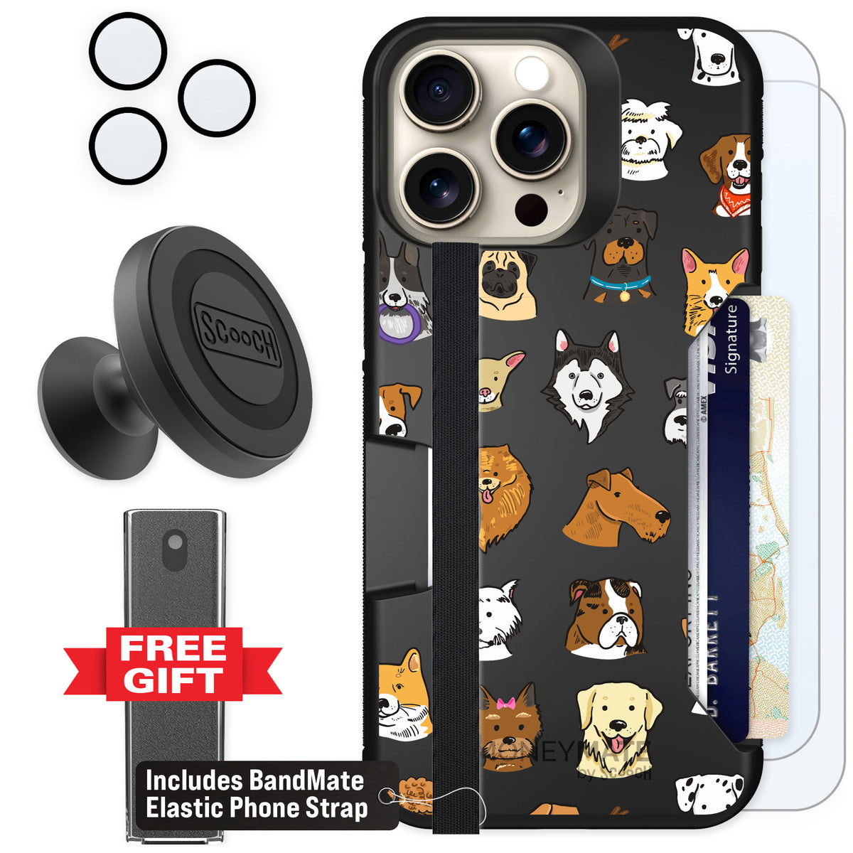 Scooch Moneymate Dog Squad for iPhone 15 Pro Max — Defender Bundle