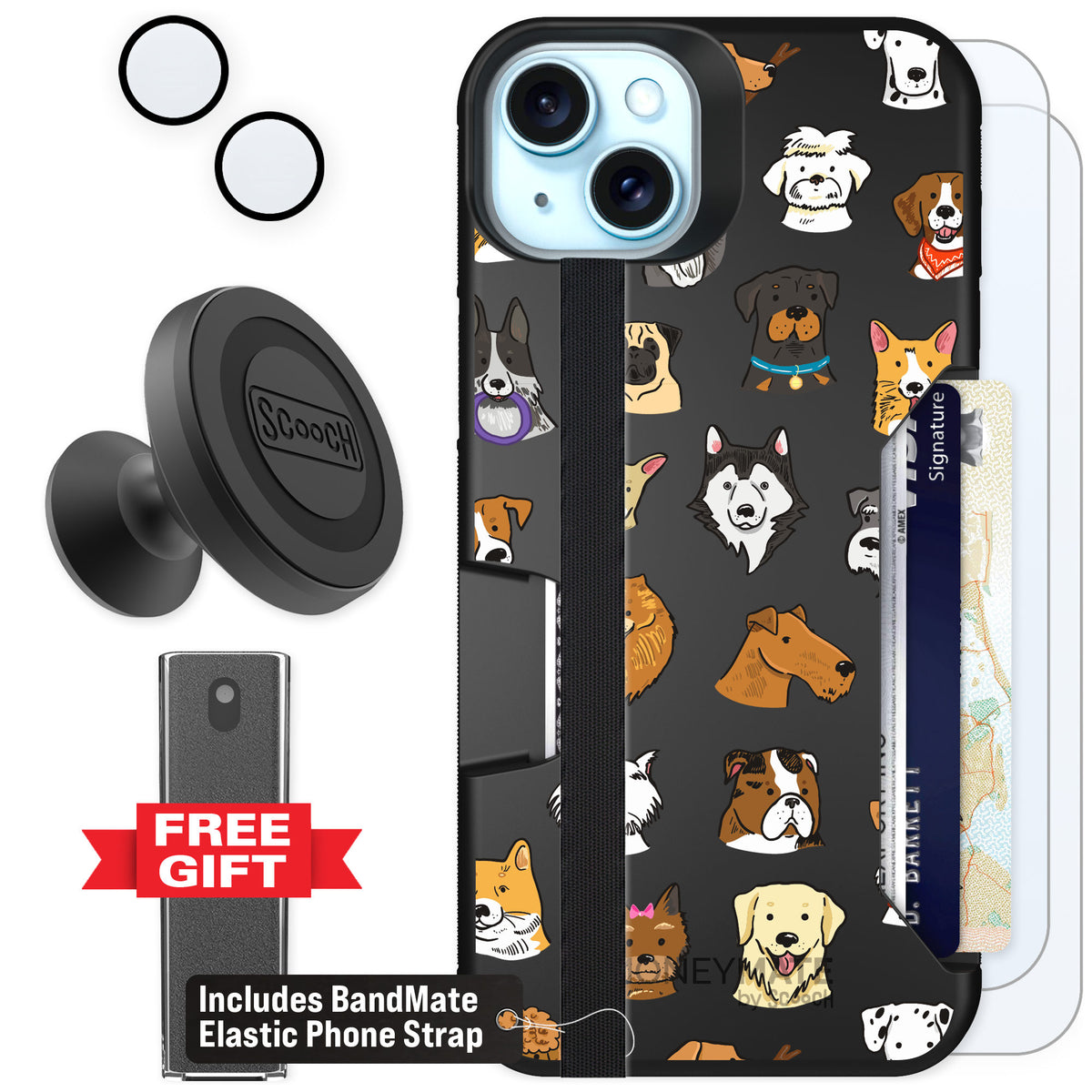 Scooch Moneymate Dog Squad for iPhone 15 Plus — Defender Bundle