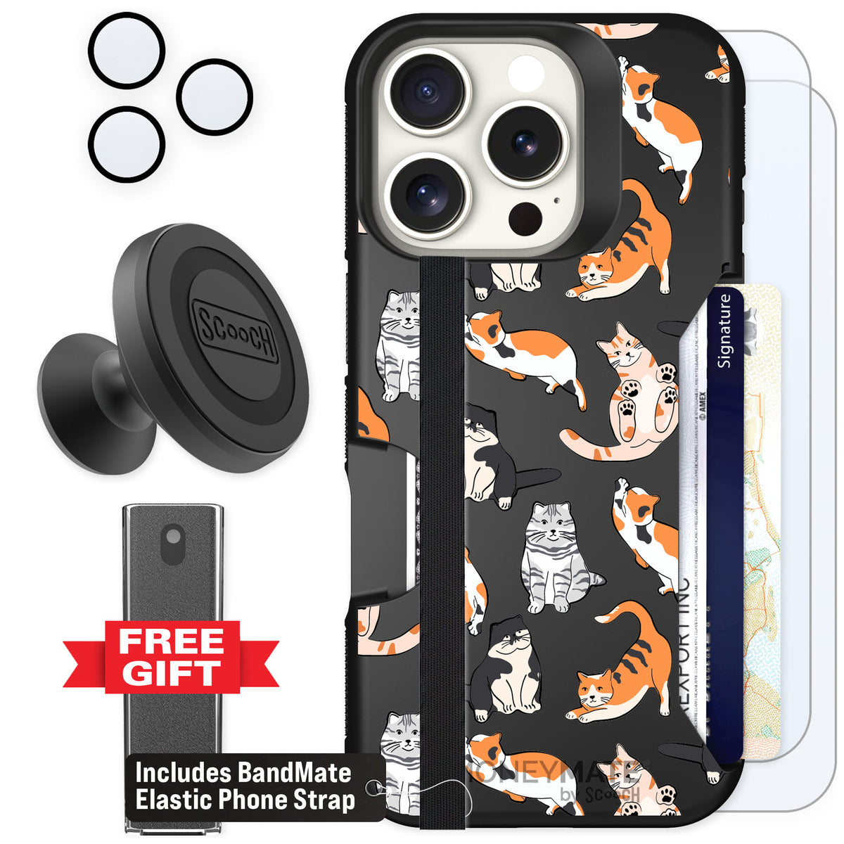 Scooch Moneymate Kitty Crew for iPhone 16 Pro — Defender Bundle