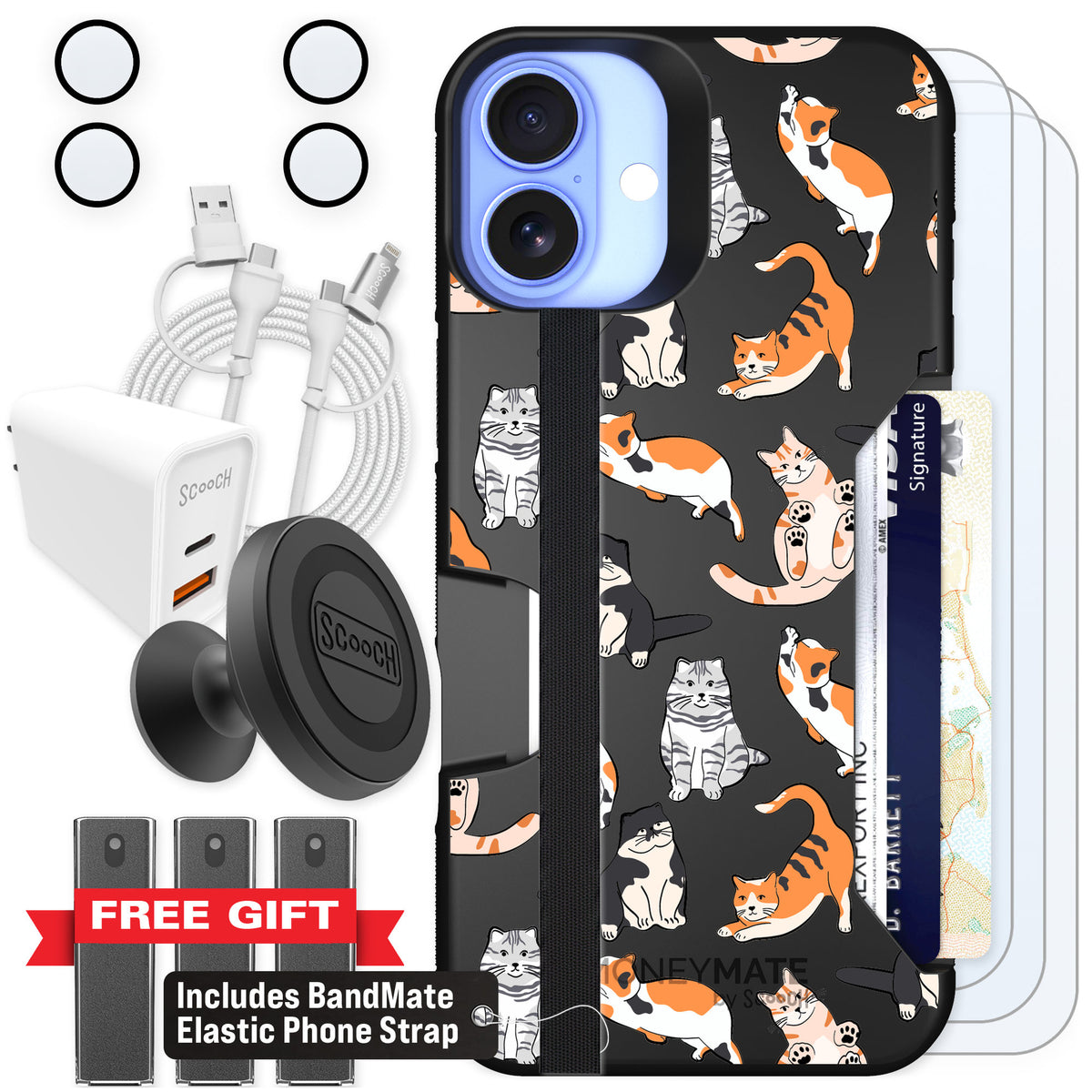 Scooch Moneymate Kitty Crew for iPhone 16 Plus — Ultimate Bundle