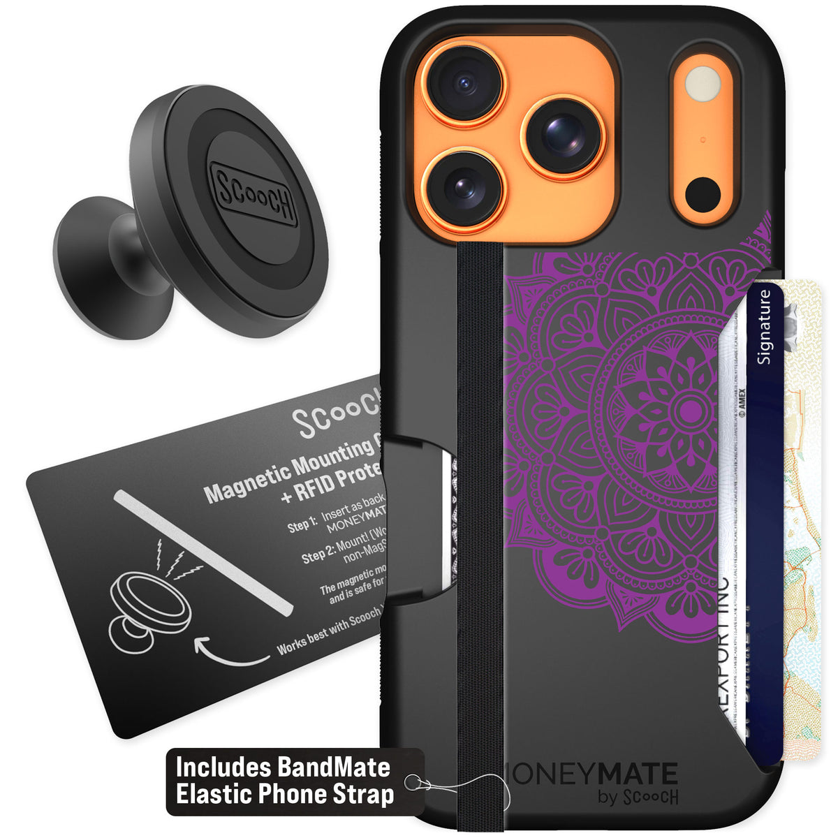 Scooch Moneymate Mandala Dreams for iPhone 17 Pro — Starter Bundle