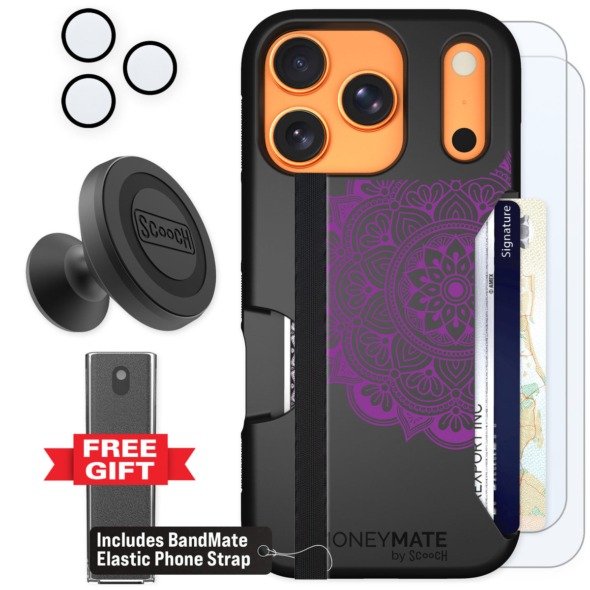 Scooch Moneymate Mandala Dreams for iPhone 17 Pro — Defender Bundle