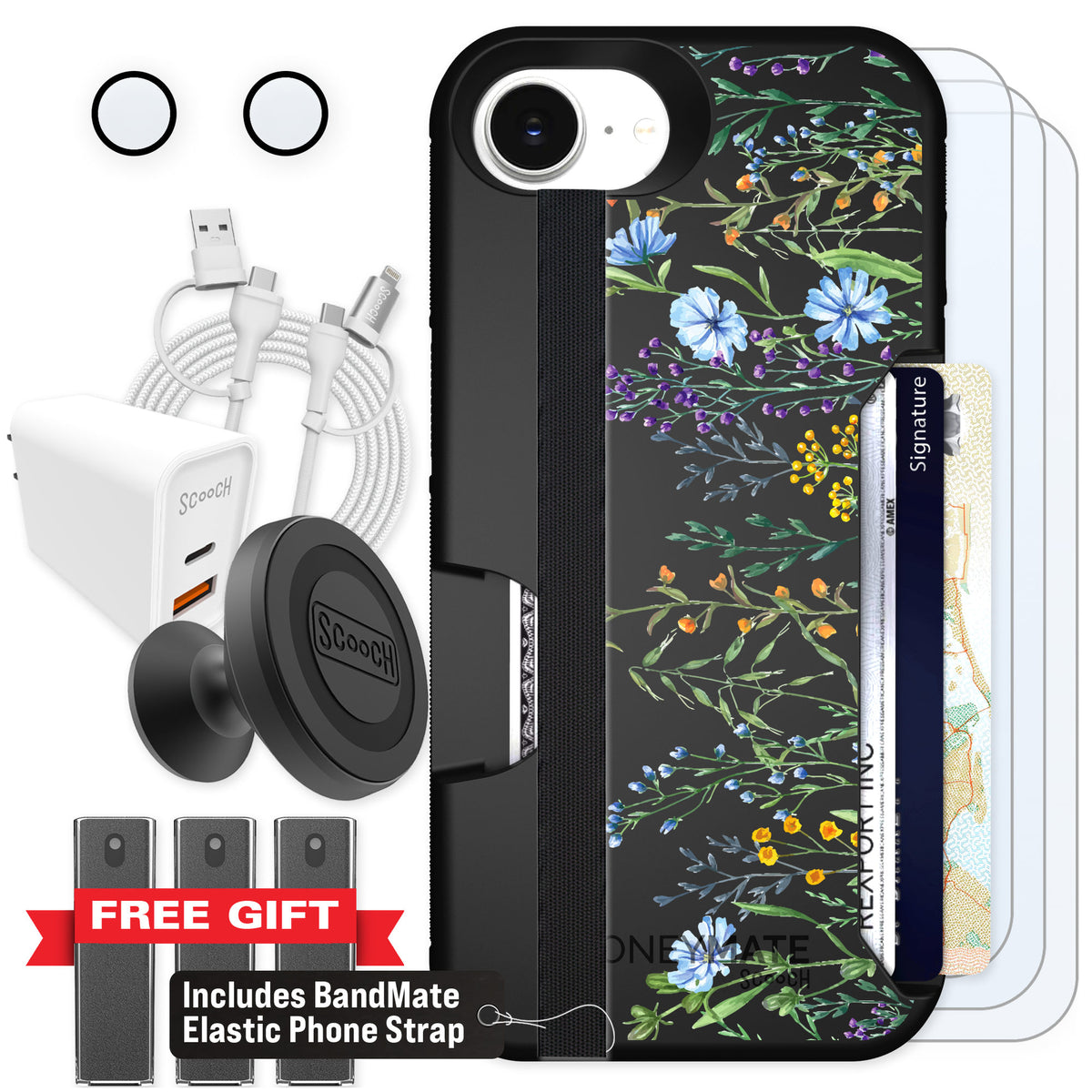 Scooch Moneymate Meadow Bloom for iPhone 16e — Ultimate Bundle