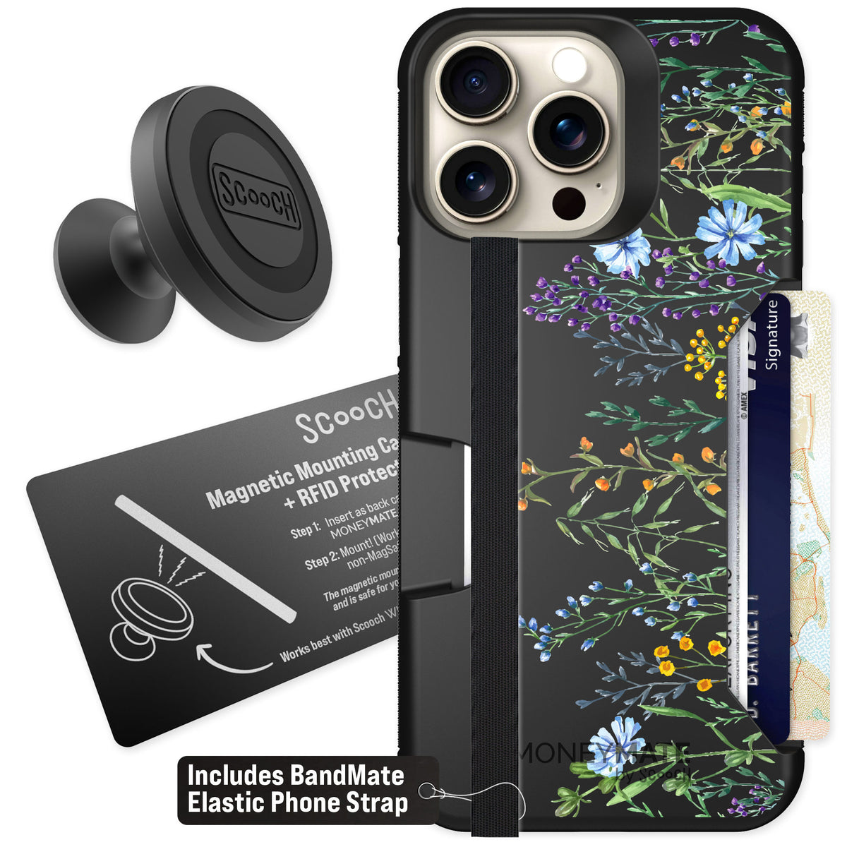 Scooch Moneymate Meadow Bloom for iPhone 15 Pro Max — Starter Bundle