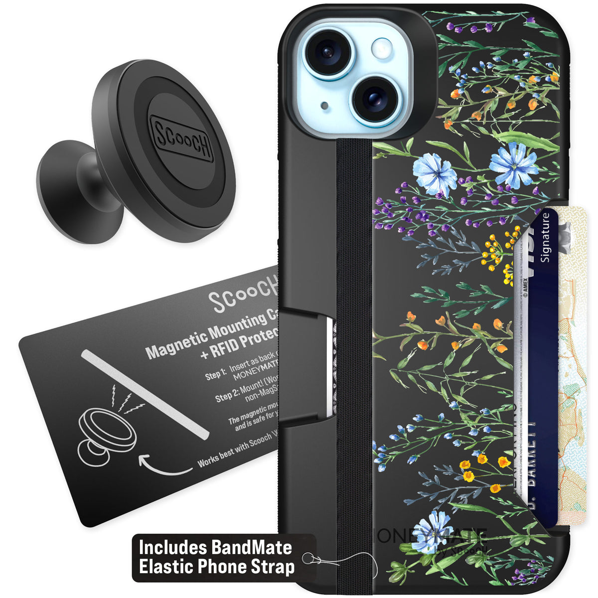 Scooch Moneymate Meadow Bloom for iPhone 14 Plus — Starter Bundle