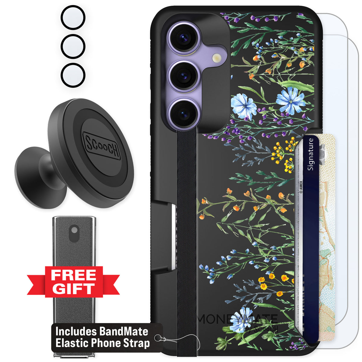 Scooch Moneymate Meadow Bloom for Galaxy S25 — Defender Bundle
