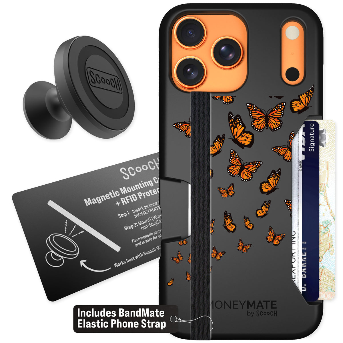 Scooch Moneymate Monarch Flight for iPhone 17 Pro Max — Starter Bundle