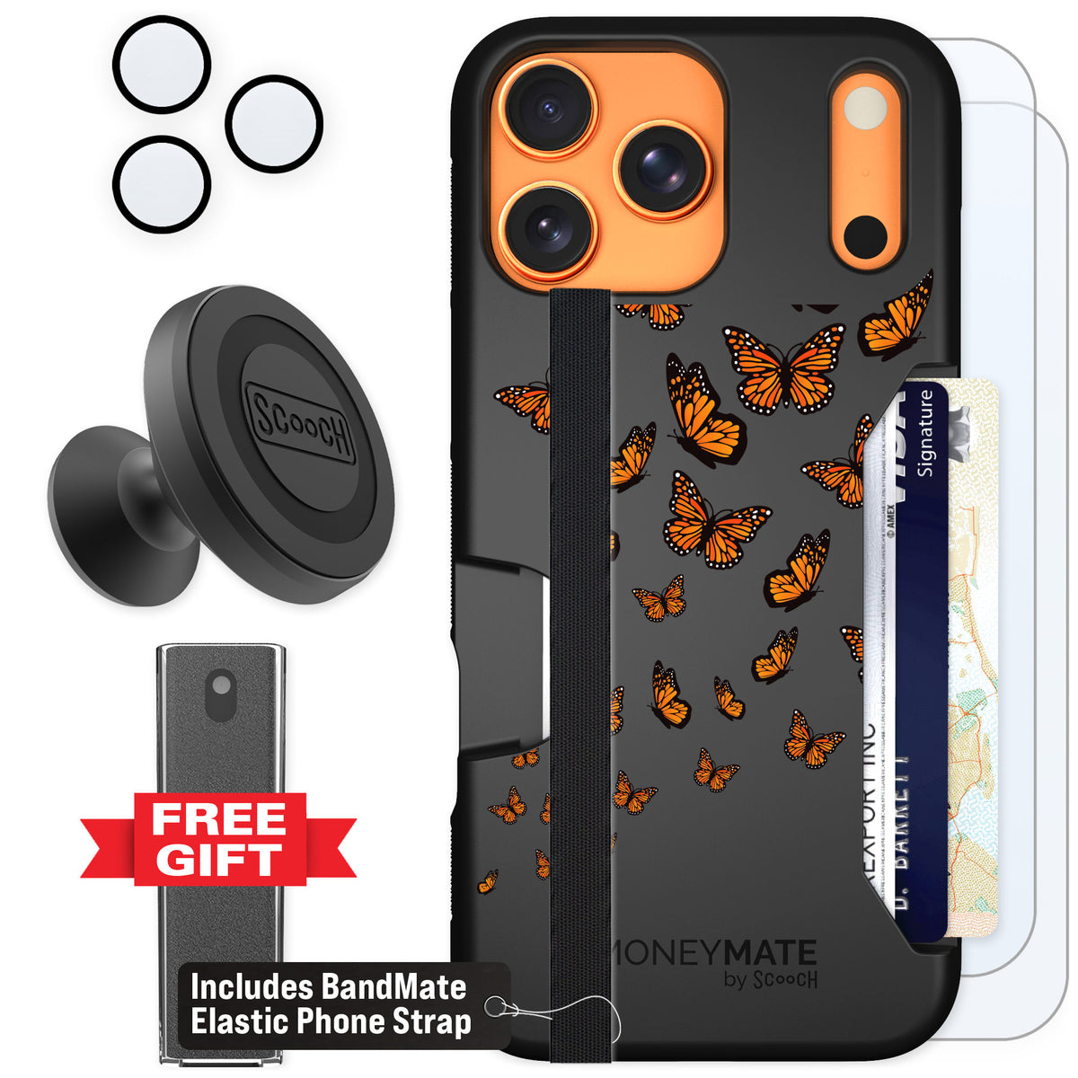 Scooch Moneymate Monarch Flight for iPhone 17 Pro Max — Defender Bundle