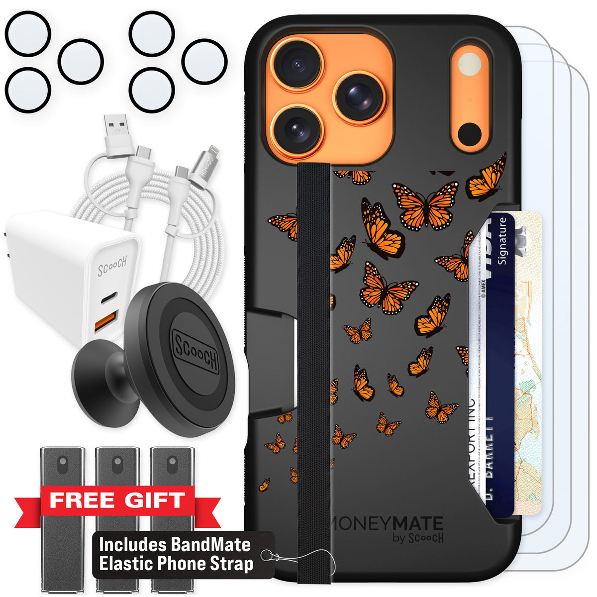 Scooch Moneymate Monarch Flight for iPhone 17 Pro Max — Ultimate Bundle