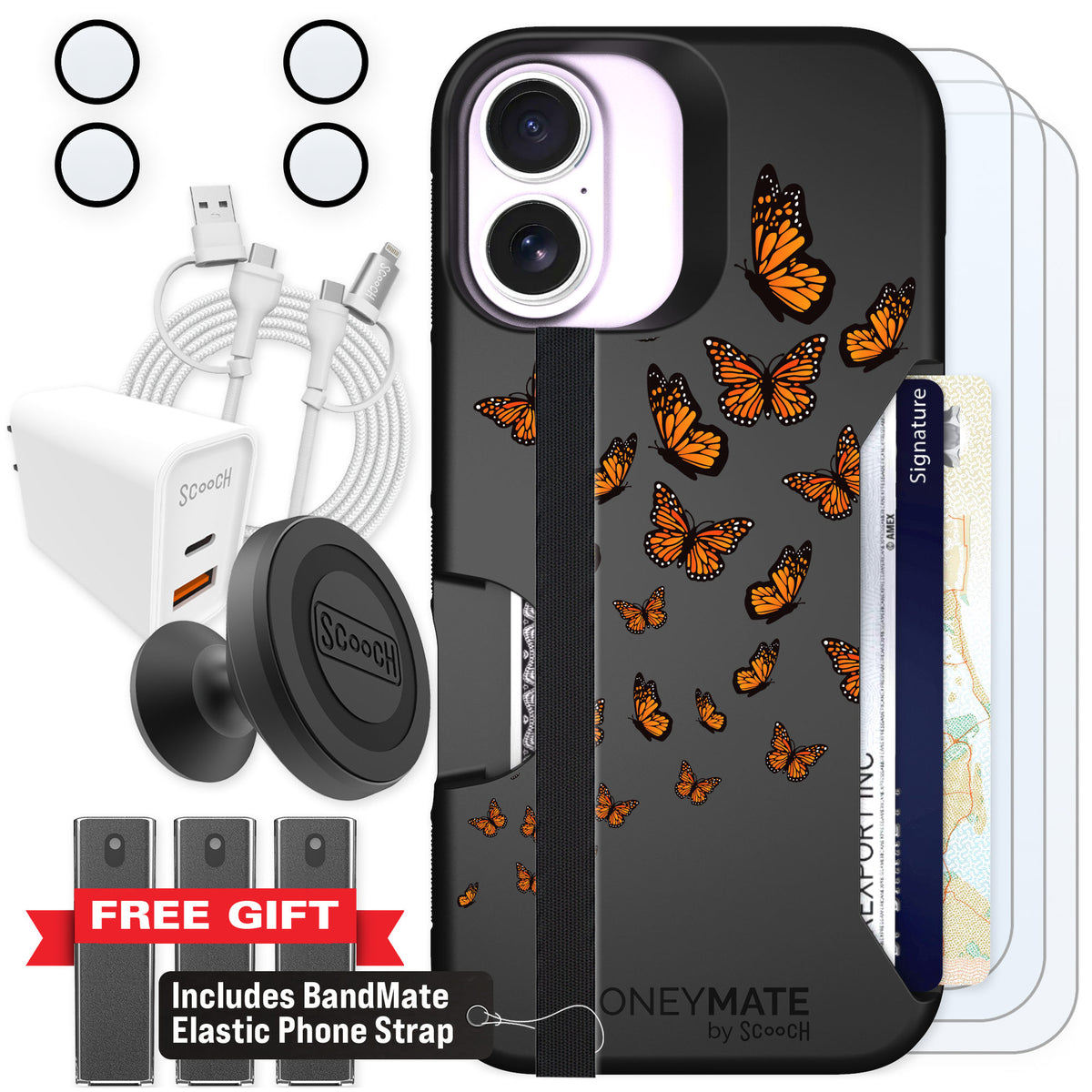 Scooch Moneymate Monarch Flight for iPhone 17 — Ultimate Bundle