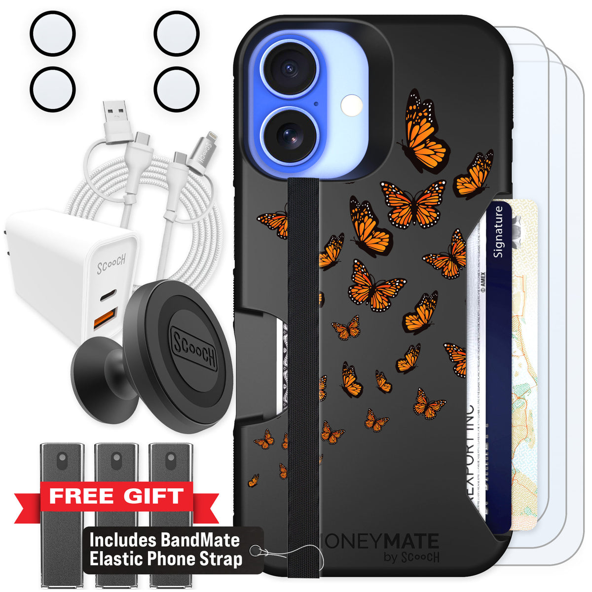 Scooch Moneymate Monarch Flight for iPhone 16 — Ultimate Bundle