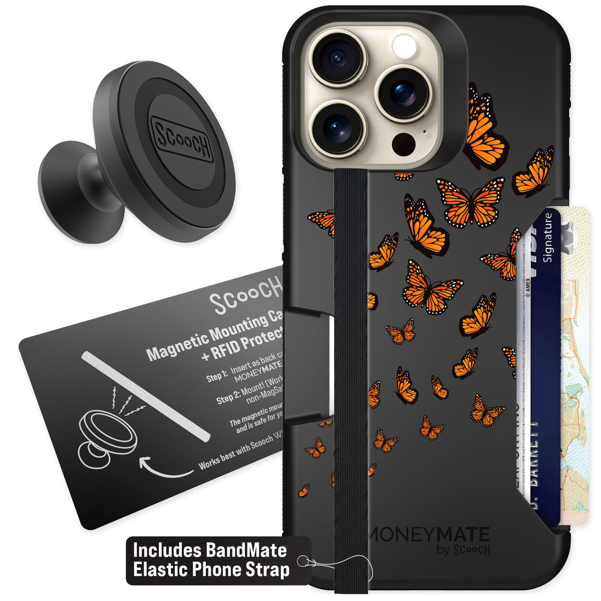 Scooch Moneymate Monarch Flight for iPhone 15 Pro Max — Starter Bundle