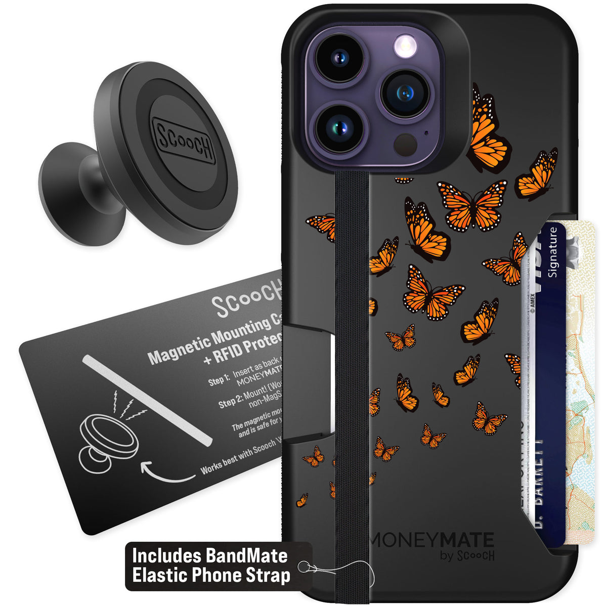 Scooch Moneymate Monarch Flight for iPhone 14 Pro Max — Starter Bundle