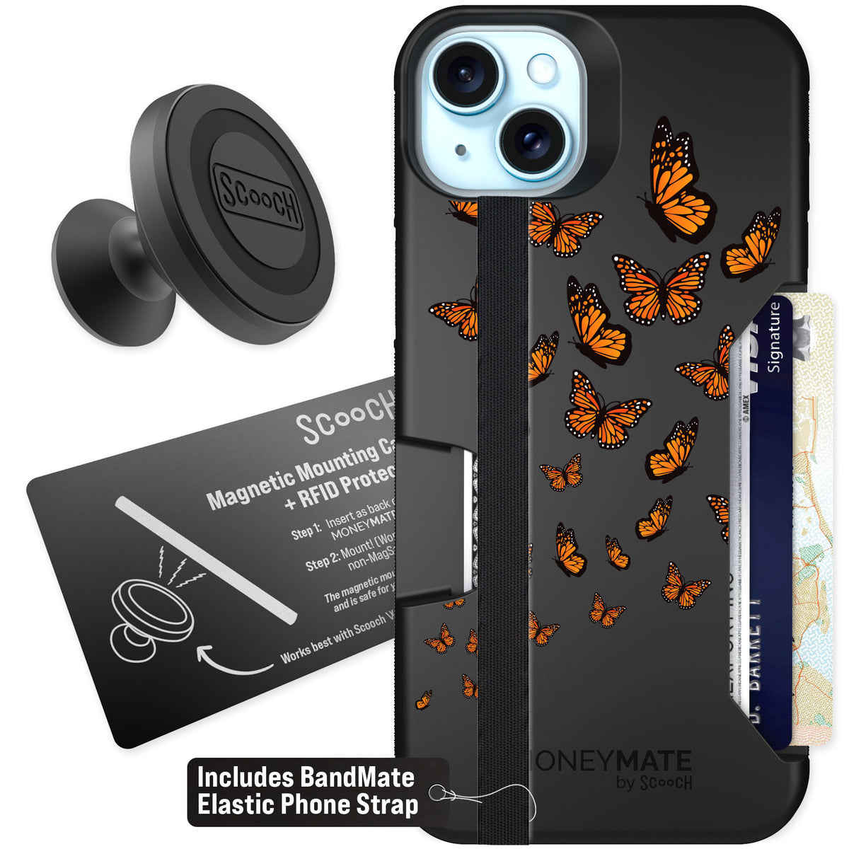 Scooch Moneymate Monarch Flight for iPhone 14 Plus — Starter Bundle