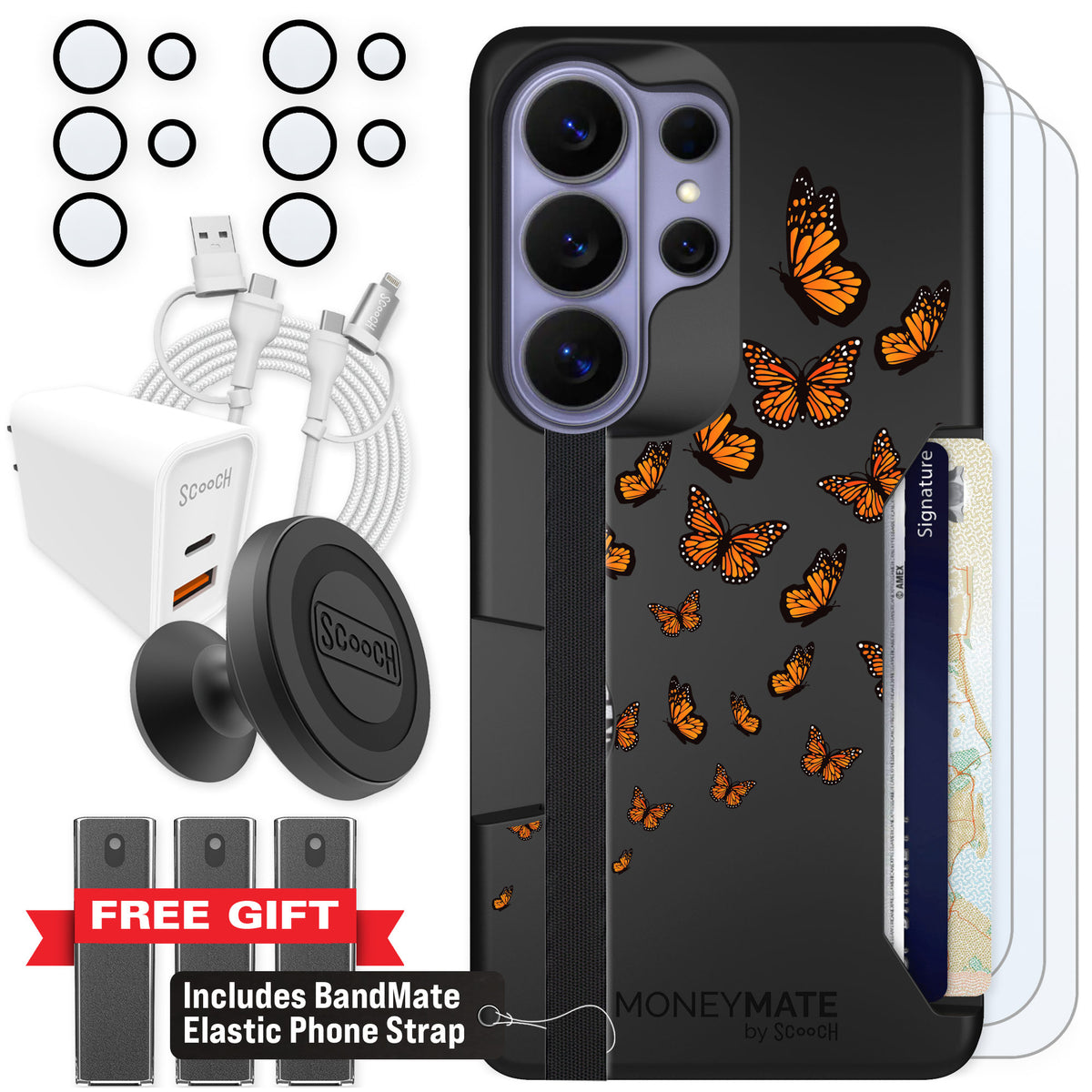 Scooch Moneymate Monarch Flight for Galaxy S26 Ultra — Ultimate Bundle