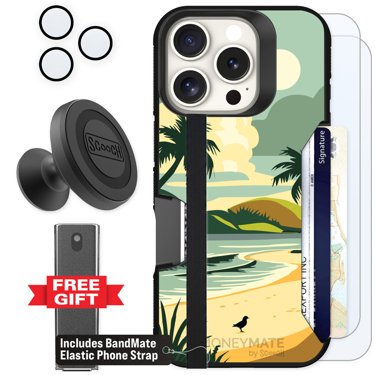 Scooch Moneymate Paradise Cove for iPhone 16 Pro — Defender Bundle