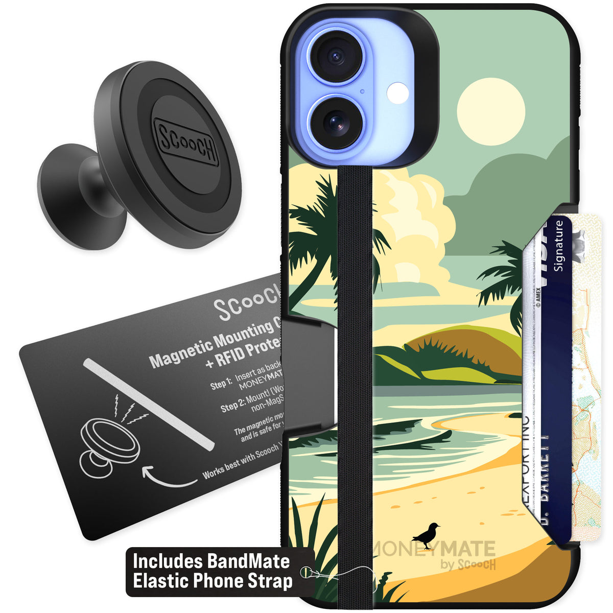 Scooch Moneymate Paradise Cove for iPhone 16 Plus — Starter Bundle