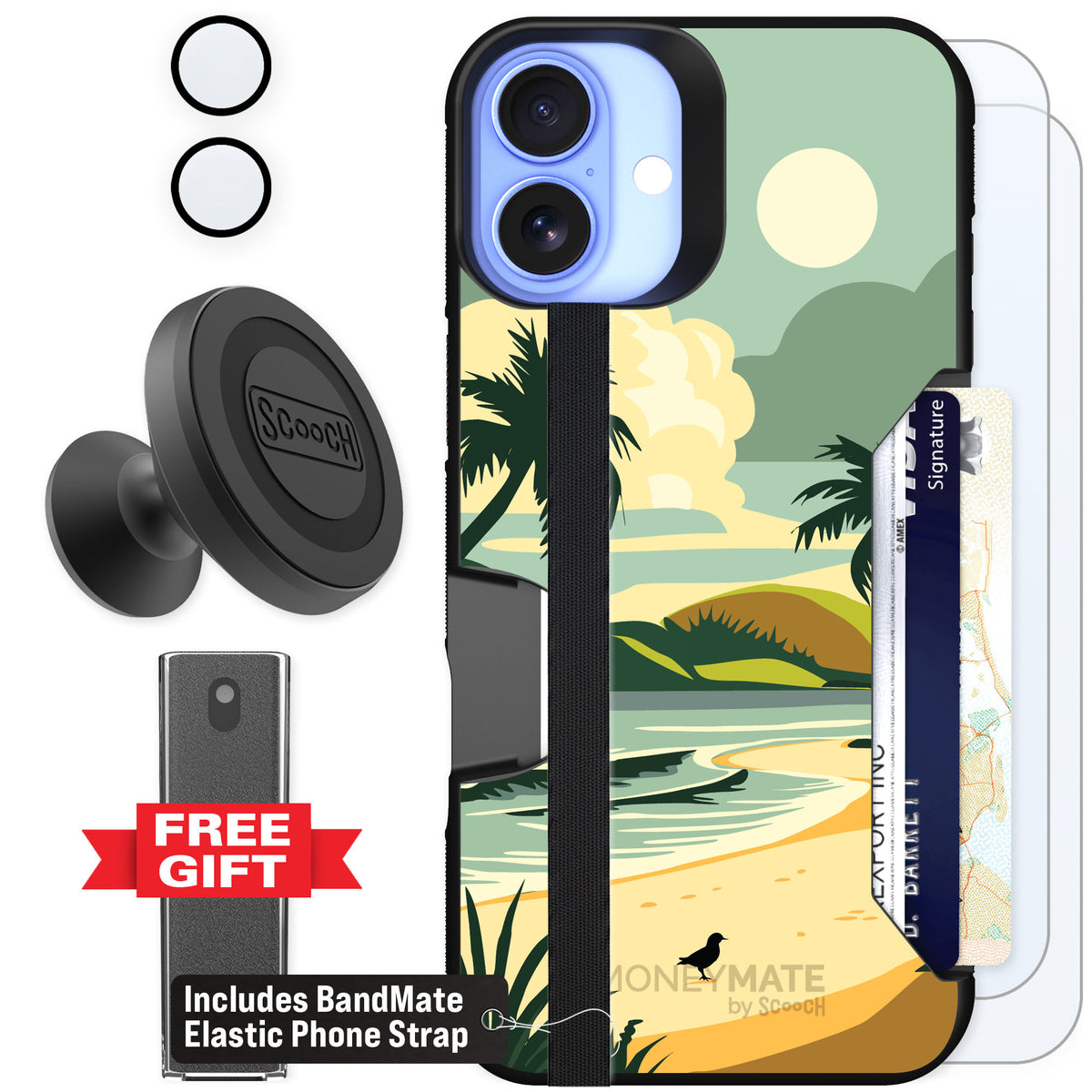 Scooch Moneymate Paradise Cove for iPhone 16 Plus — Defender Bundle