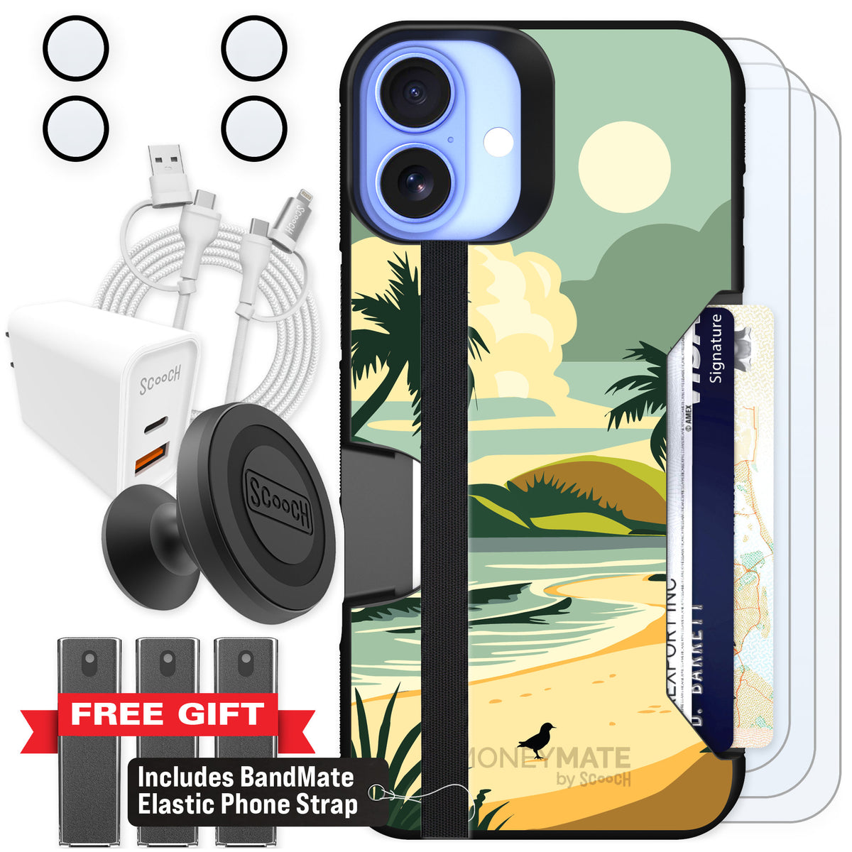 Scooch Moneymate Paradise Cove for iPhone 16 Plus — Ultimate Bundle
