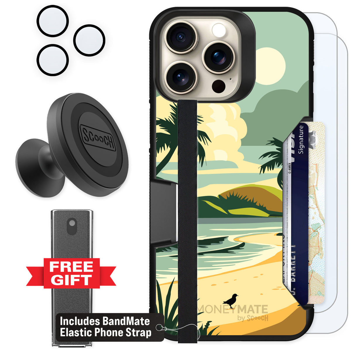 Scooch Moneymate Paradise Cove for iPhone 15 Pro Max — Defender Bundle