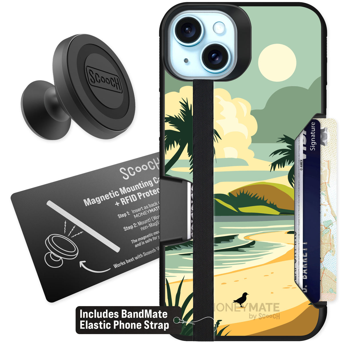 Scooch Moneymate Paradise Cove for iPhone 15 Plus — Starter Bundle