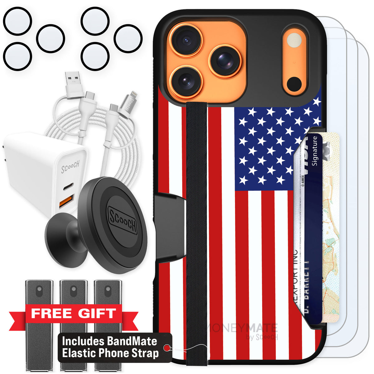 Scooch Moneymate Stars and Stripes for iPhone 17 Pro Max — Ultimate Bundle