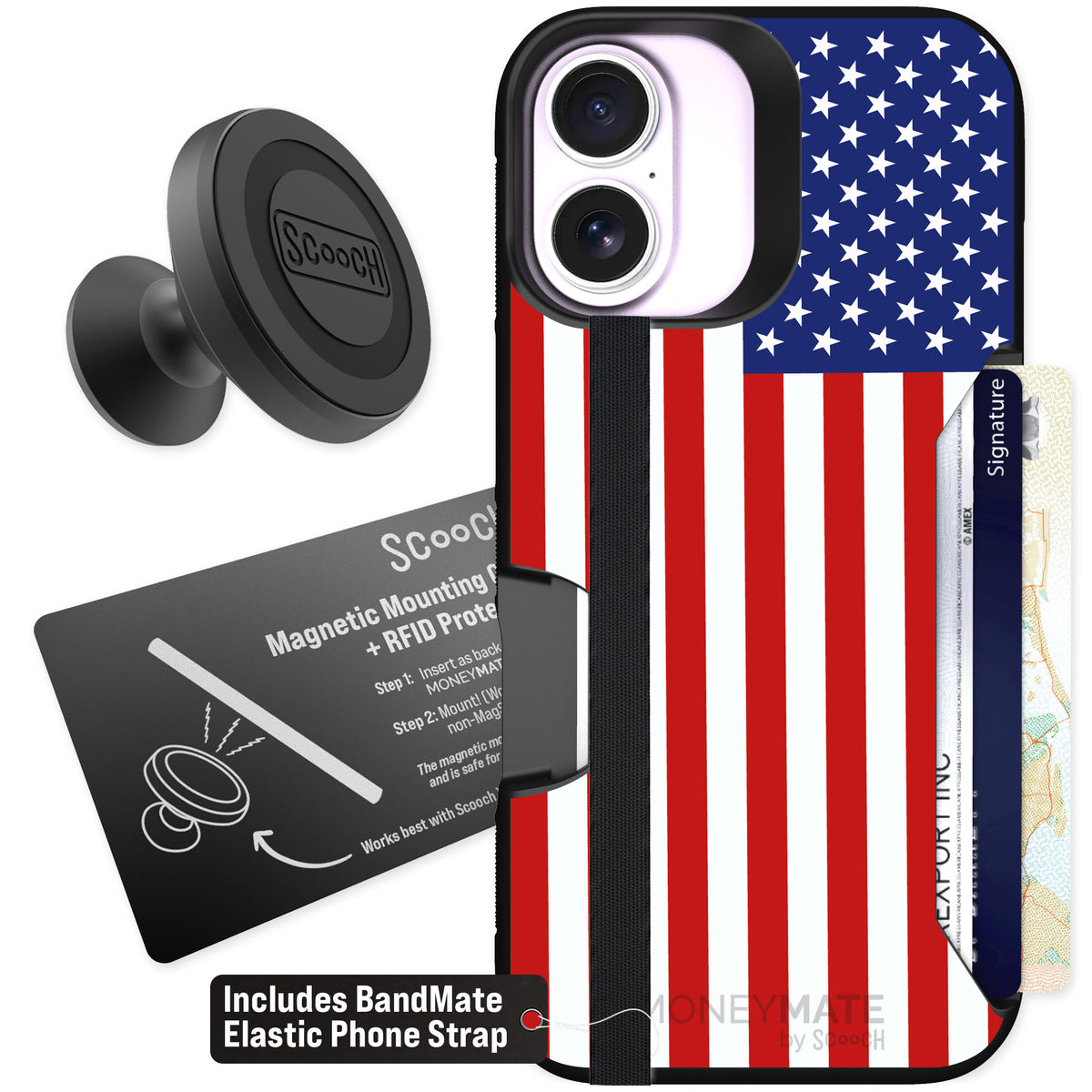 Scooch Moneymate Stars and Stripes for iPhone 17 — Starter Bundle