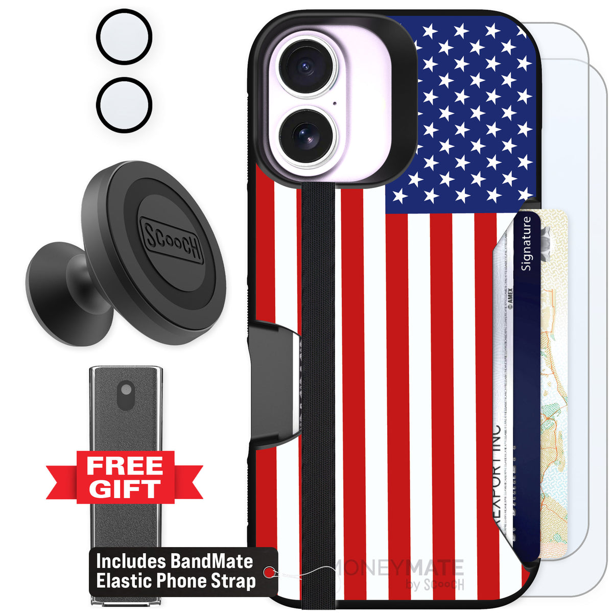 Scooch Moneymate Stars and Stripes for iPhone 17 — Defender Bundle