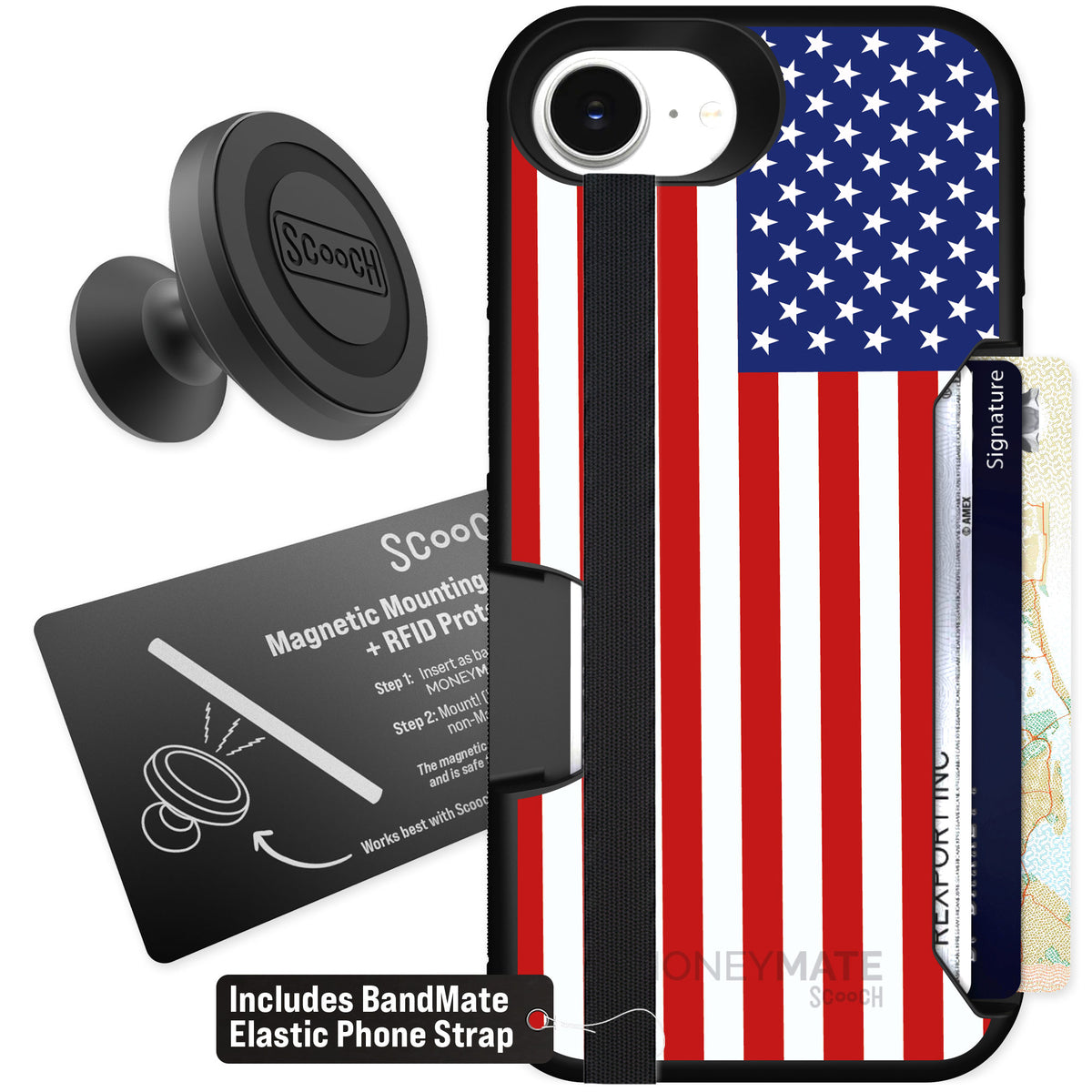 Scooch Moneymate Stars and Stripes for iPhone 16e — Starter Bundle