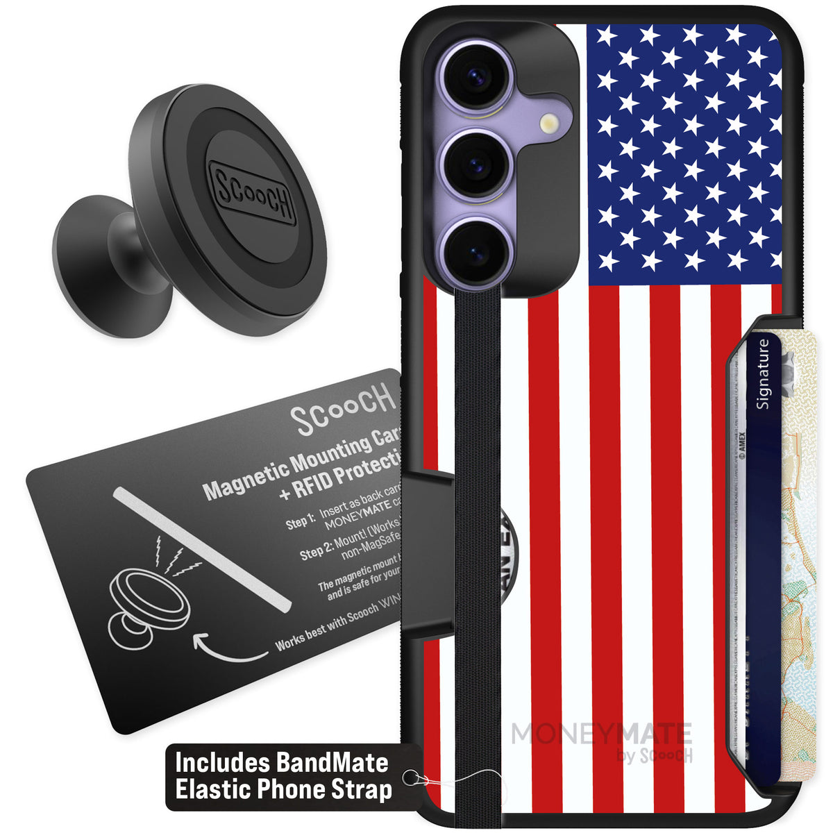 Scooch Moneymate Stars and Stripes for Galaxy S25+ — Starter Bundle