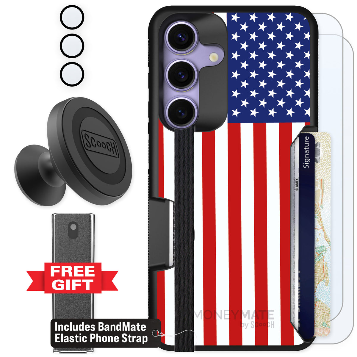 Scooch Moneymate Stars and Stripes for Galaxy S25 — Defender Bundle