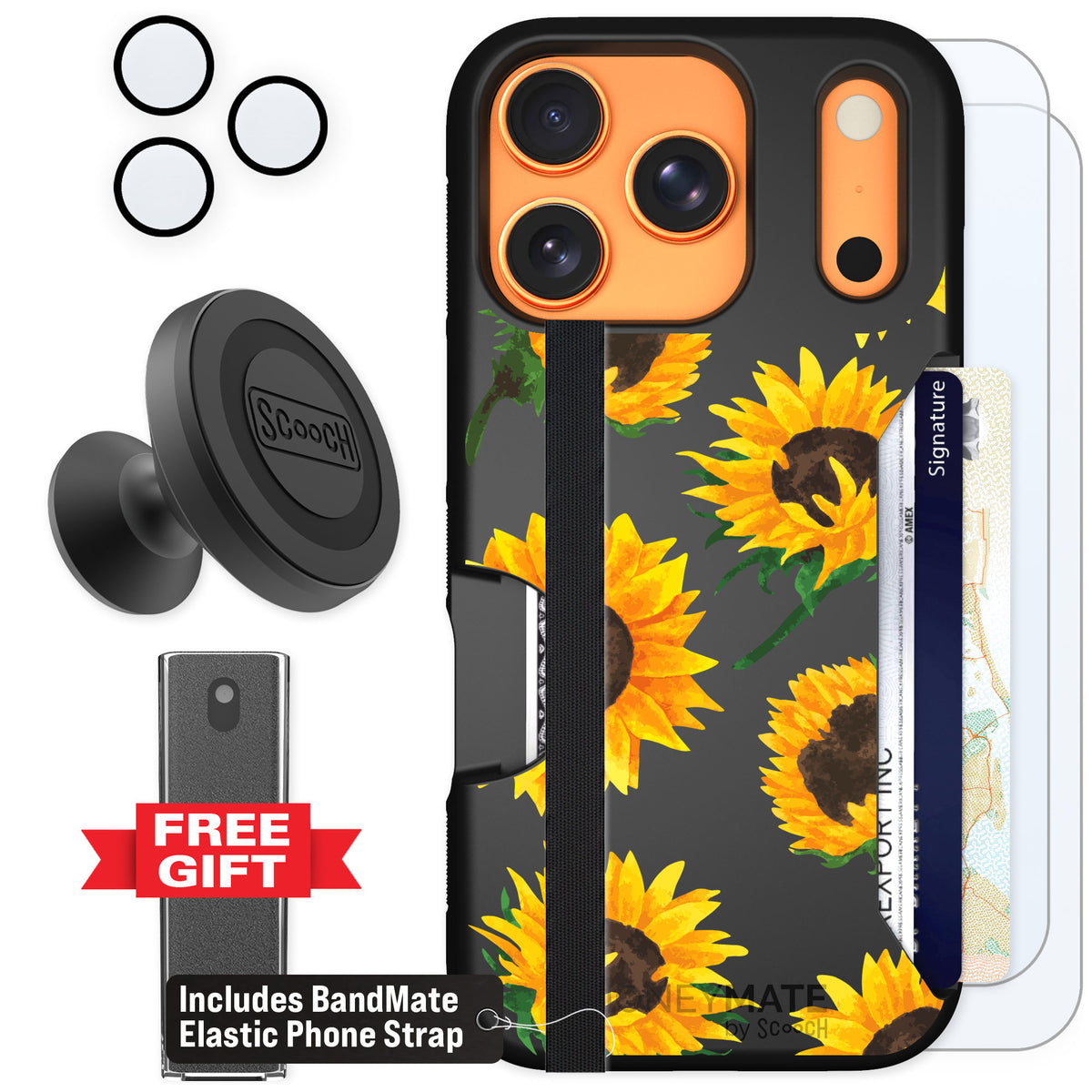 Scooch Moneymate Sunflower Frenzy for iPhone 17 Pro — Defender Bundle
