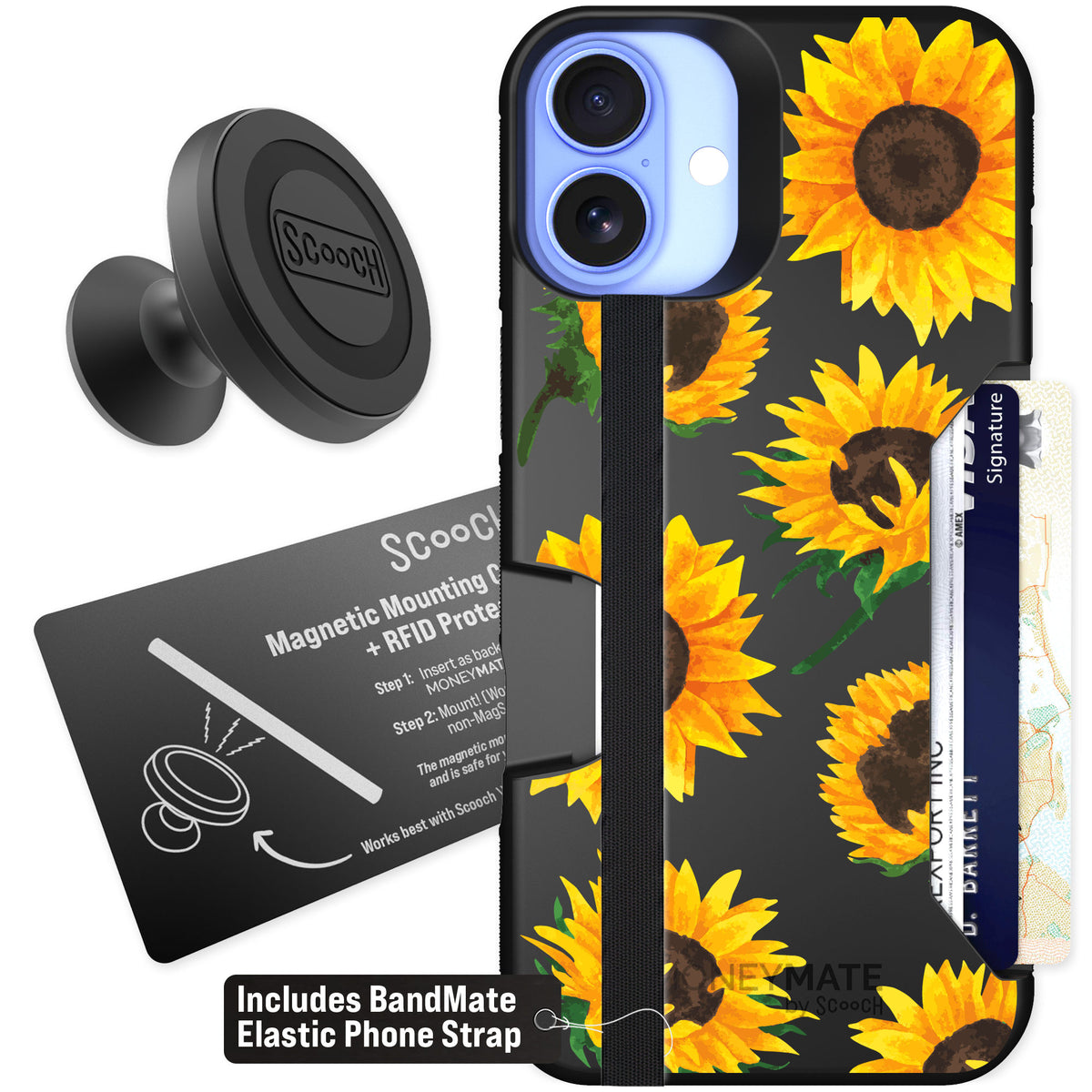 Scooch Moneymate Sunflower Frenzy for iPhone 16 Plus — Starter Bundle