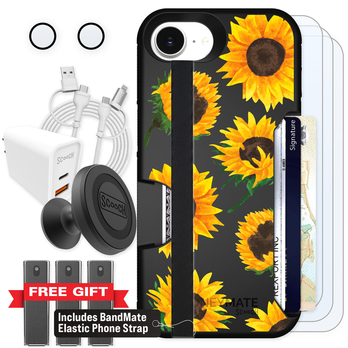 Scooch Moneymate Sunflower Frenzy for iPhone 16e — Ultimate Bundle