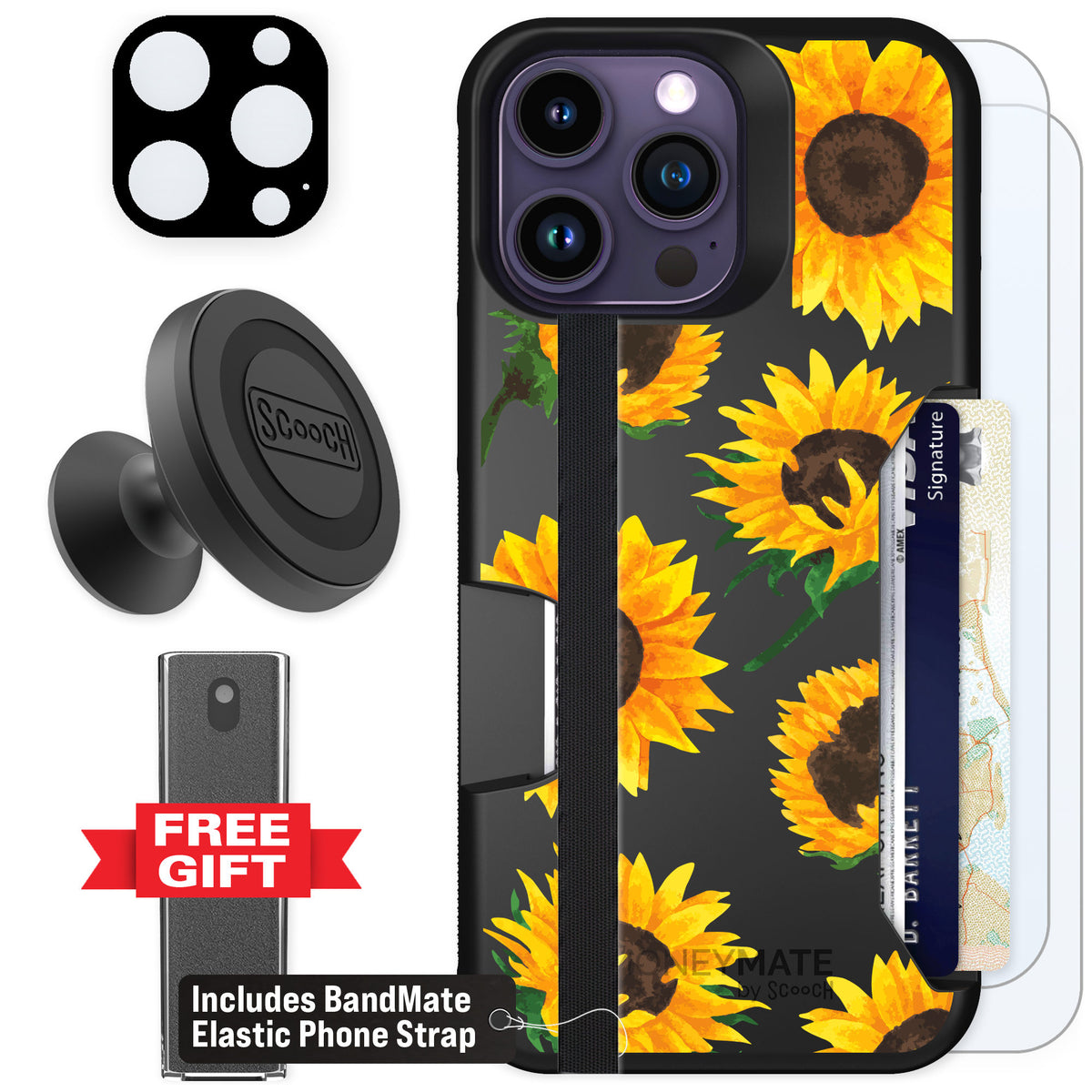 Scooch Moneymate Sunflower Frenzy for iPhone 14 Pro Max — Defender Bundle