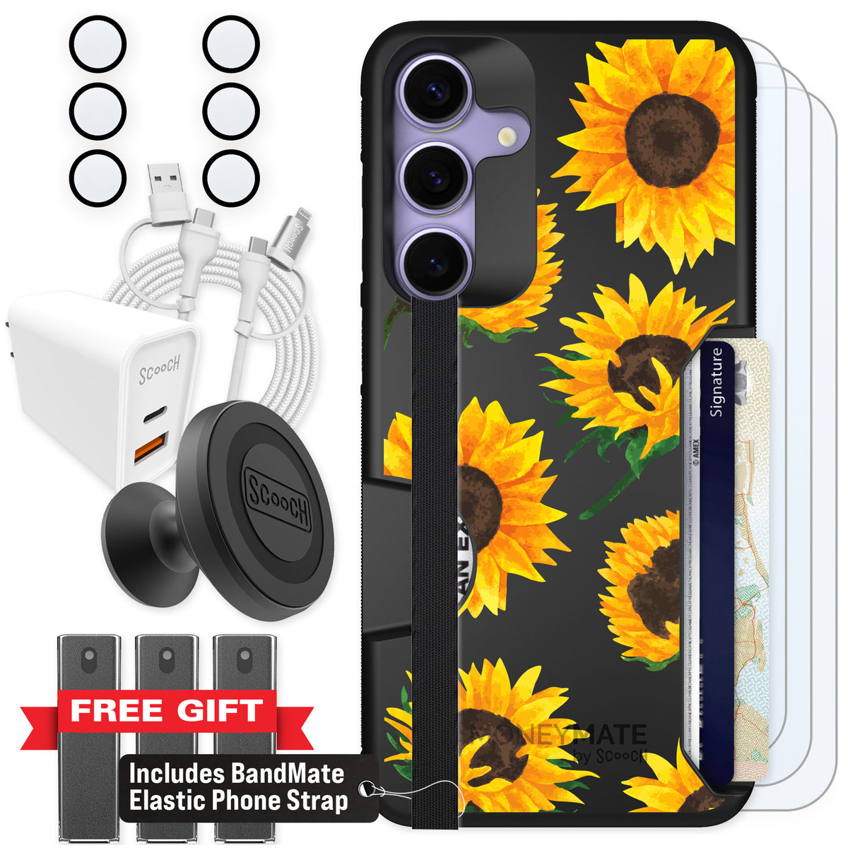 Scooch Moneymate Sunflower Frenzy for Galaxy S25+ — Ultimate Bundle