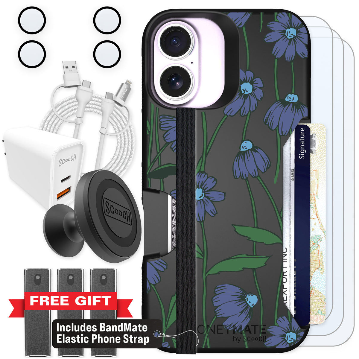 Scooch Moneymate Violet Daisy for iPhone 17 — Ultimate Bundle