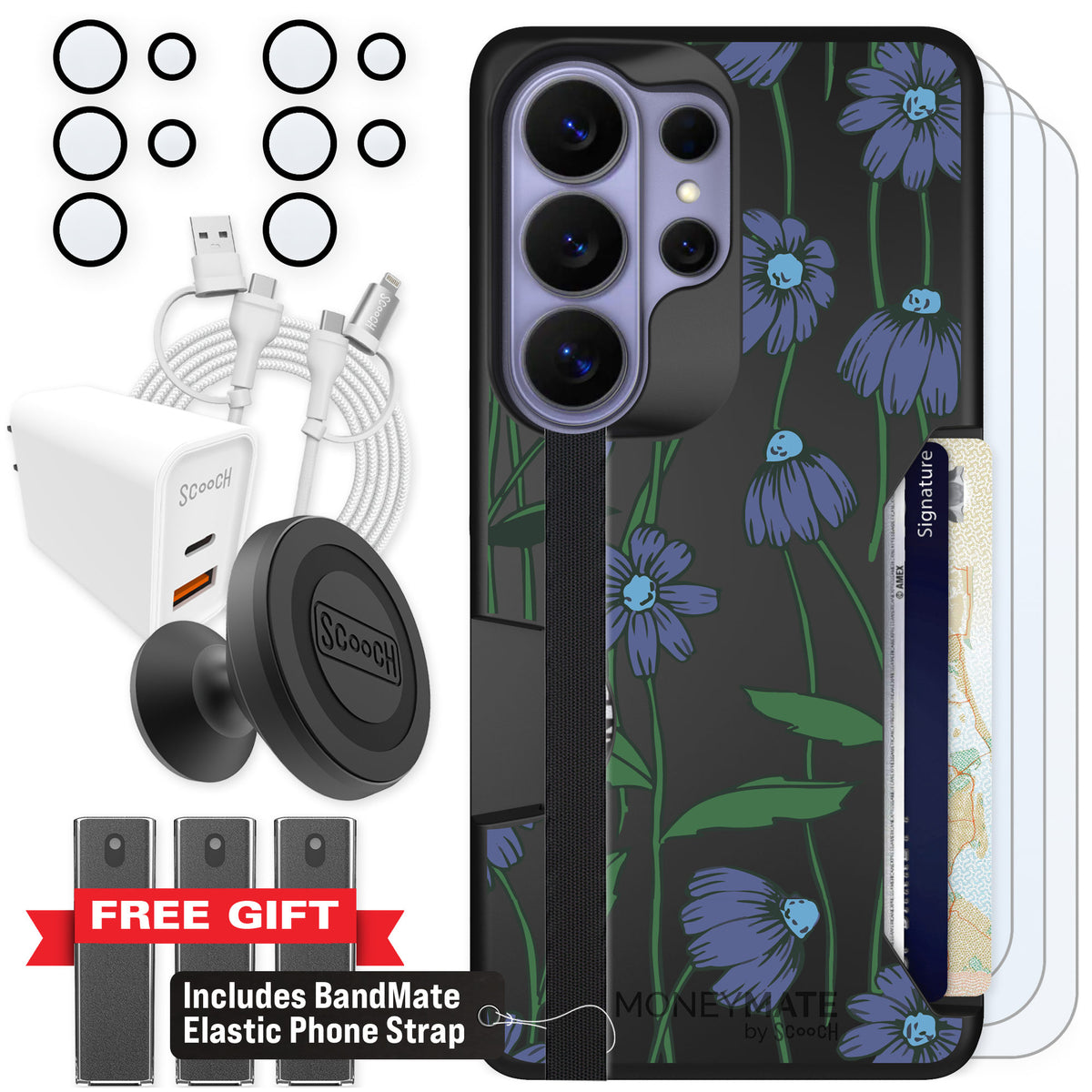 Scooch Moneymate Violet Daisy for Galaxy S26 Ultra — Ultimate Bundle