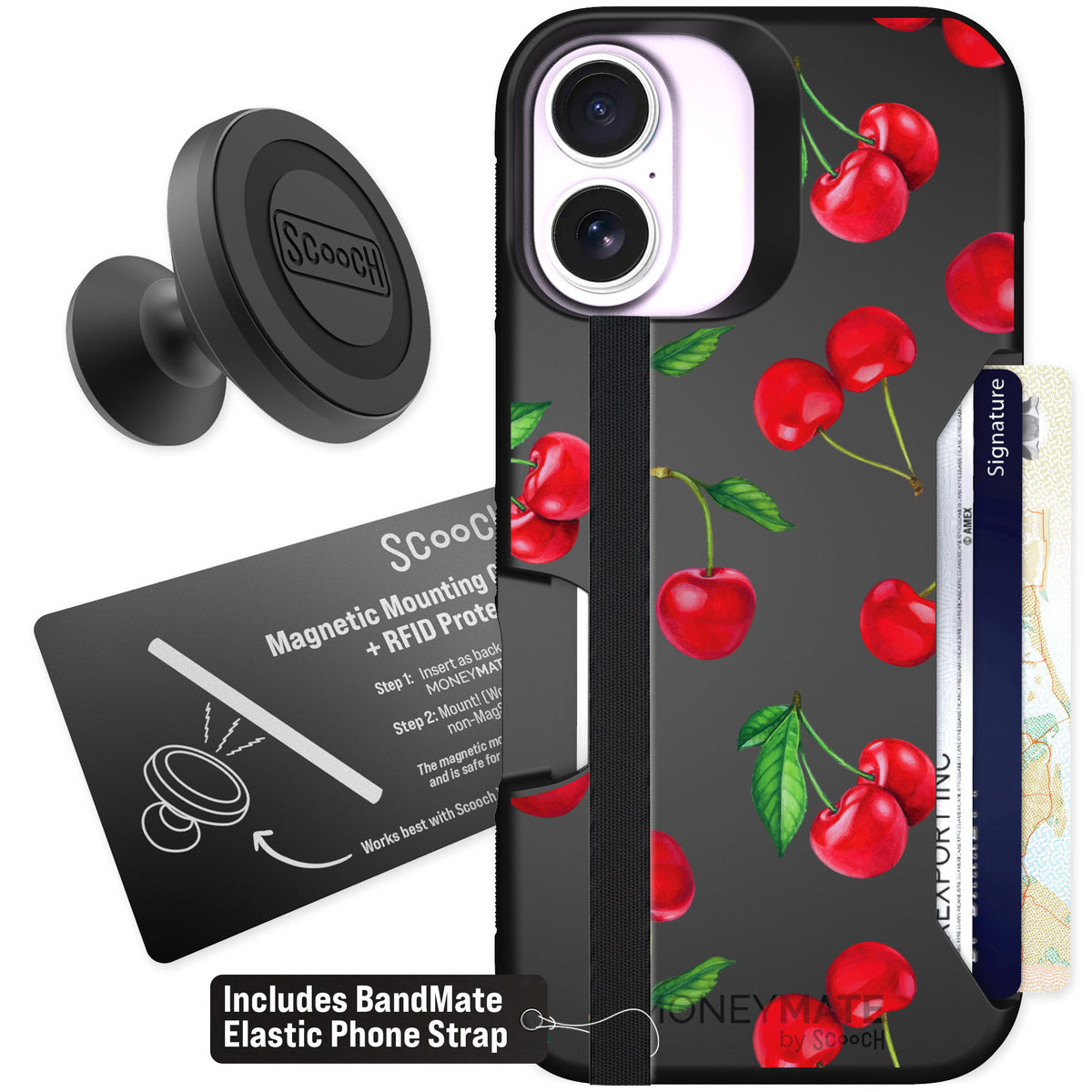 Scooch Moneymate Very Cherry for iPhone 17 — Starter Bundle