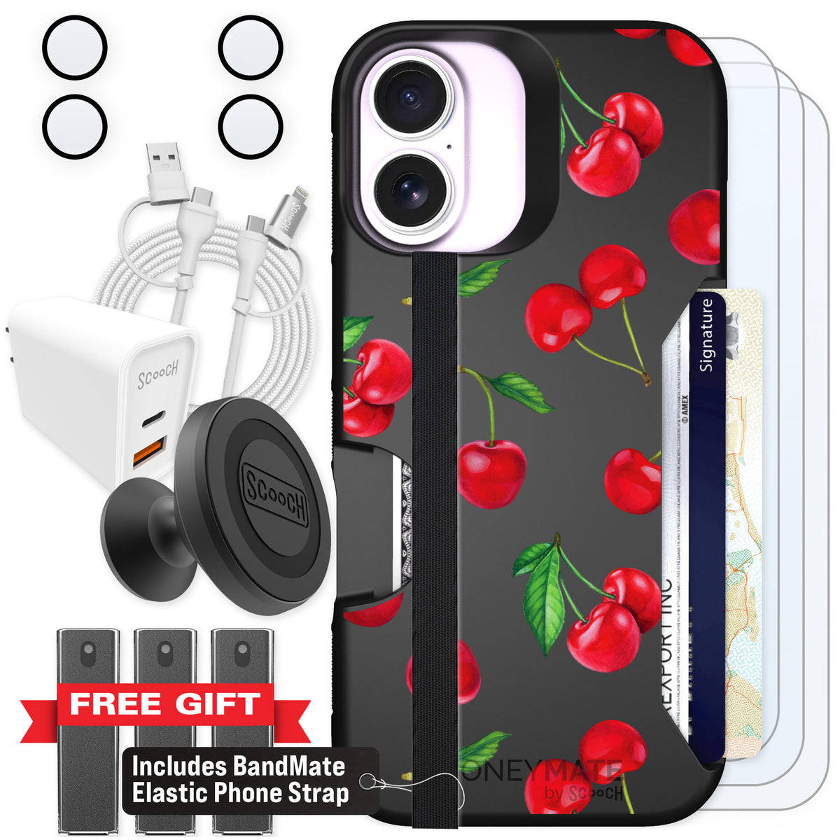 Scooch Moneymate Very Cherry for iPhone 17 — Ultimate Bundle