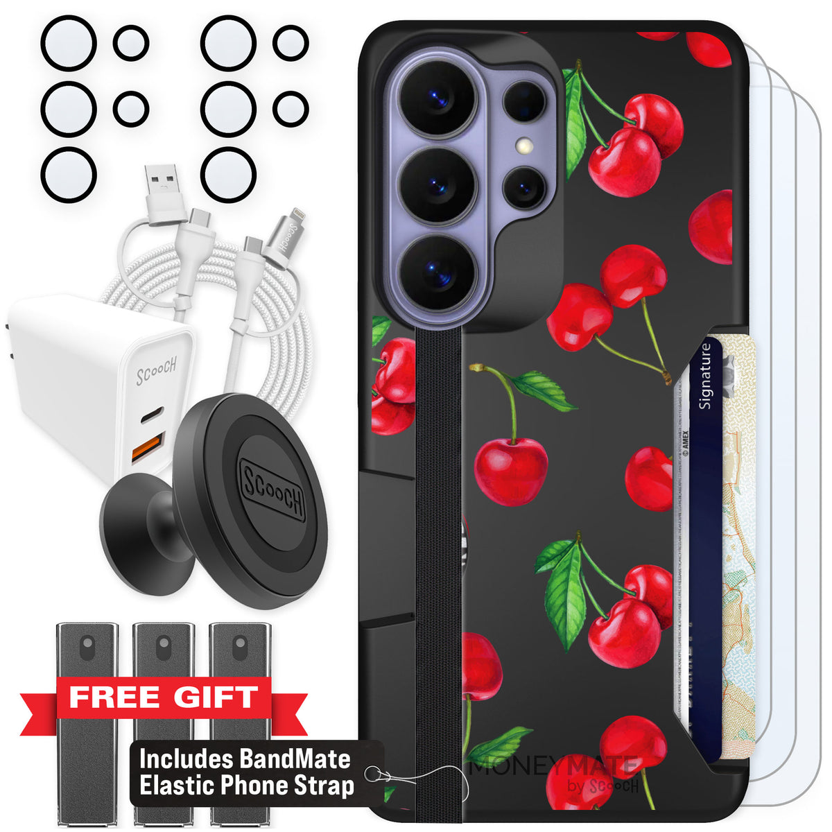 Scooch Moneymate Very Cherry for Galaxy S26 Ultra — Ultimate Bundle