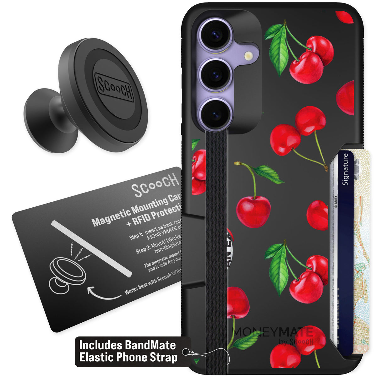 Scooch Moneymate Very Cherry for Galaxy S25+ — Starter Bundle