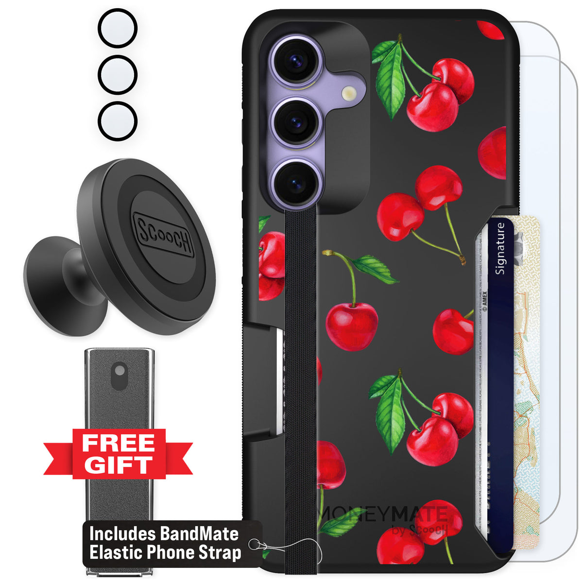 Scooch Moneymate Very Cherry for Galaxy S25 — Defender Bundle