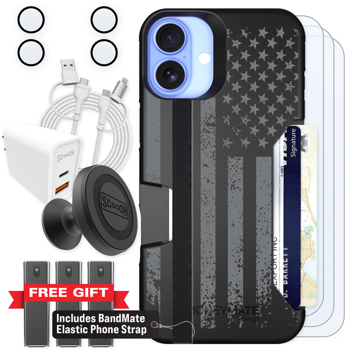 Scooch Moneymate Weathered Glory for iPhone 16 Plus — Ultimate Bundle