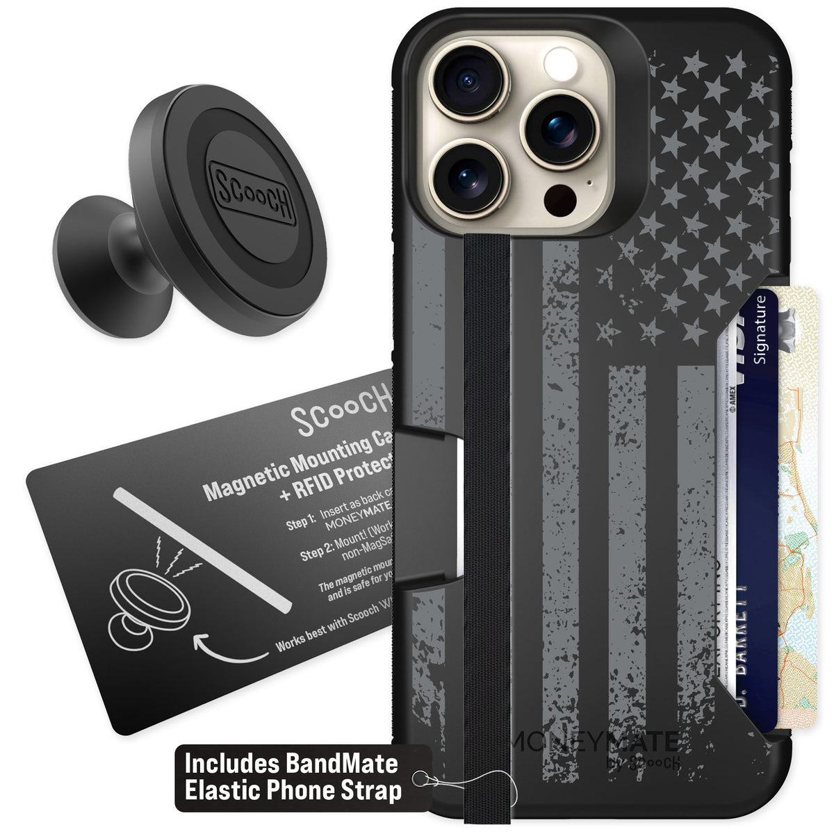 Scooch Moneymate Weathered Glory for iPhone 15 Pro Max — Starter Bundle