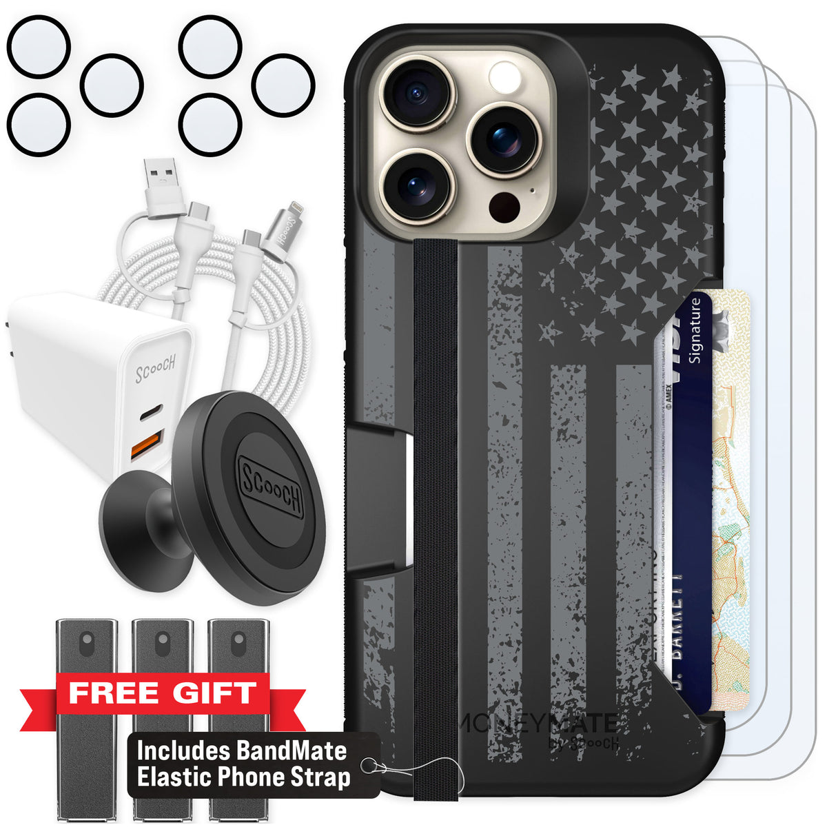 Scooch Moneymate Weathered Glory for iPhone 15 Pro Max — Ultimate Bundle