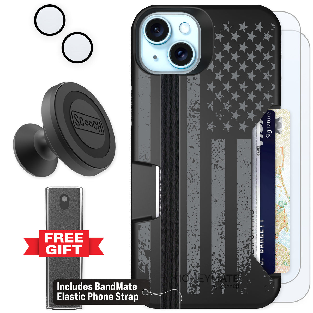 Scooch Moneymate Weathered Glory for iPhone 15 Plus — Defender Bundle