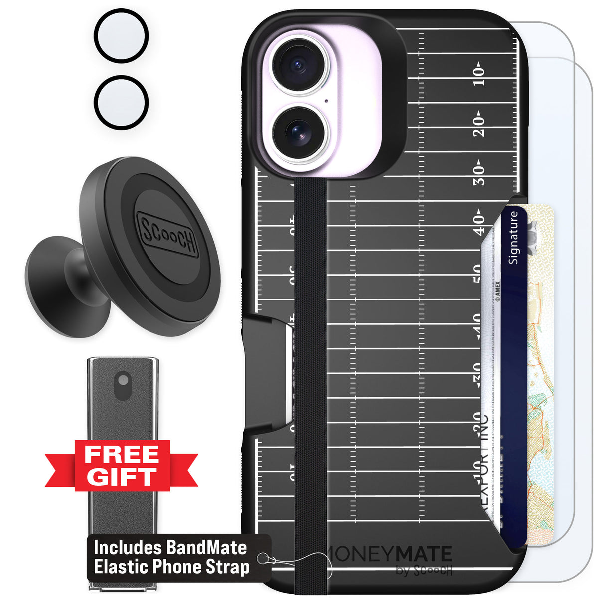 Scooch Moneymate Yard Lines for iPhone 17 — Defender Bundle