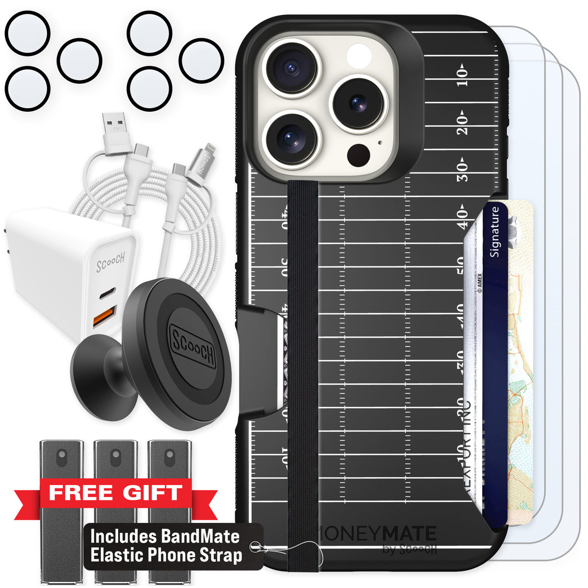 Scooch Moneymate Yard Lines for iPhone 16 Pro — Ultimate Bundle